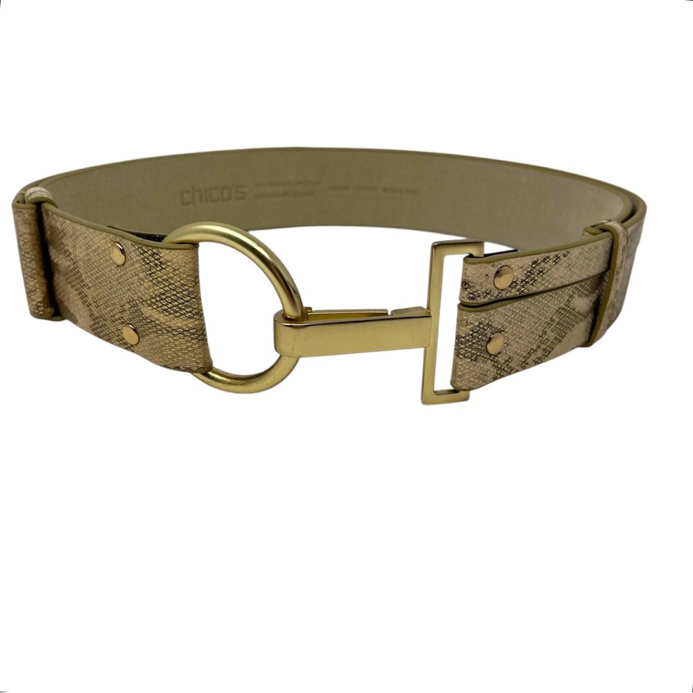 Chico’s adjustable Metallic snakeskin wide belt